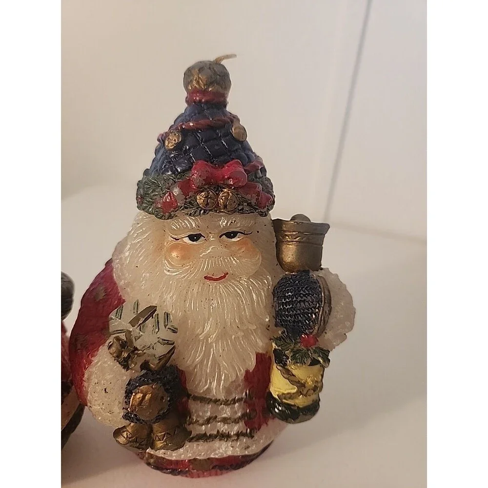 Vintage Set of 2 - OLD WORLS ROUND BOTTOM SANTA CANDLES